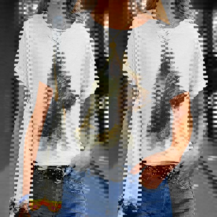 ヨークシャーテリア 犬 モチーフ ペット アートワーク ヨークシャーテリア Tシャツ 彼女への贈り物