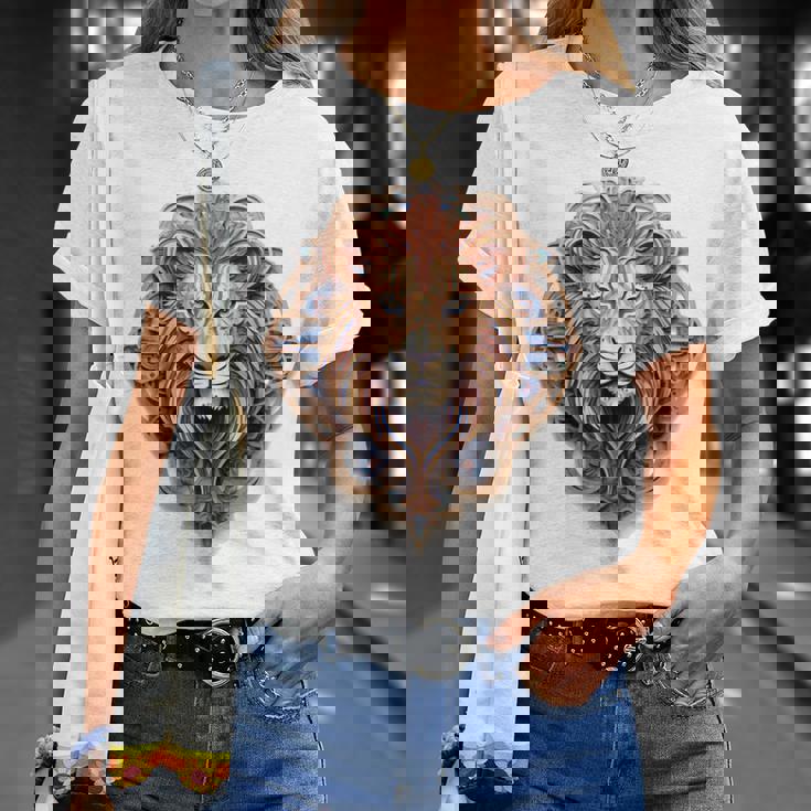 ライオン 動物 彫刻 動物園 抽象芸術 絵画 ライオン Tシャツ 彼女への贈り物