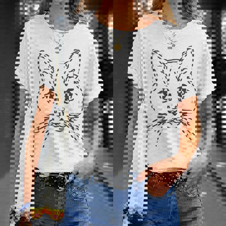 ラインアートお父さんお母さん猫-マンクス猫 Tシャツ 彼女への贈り物