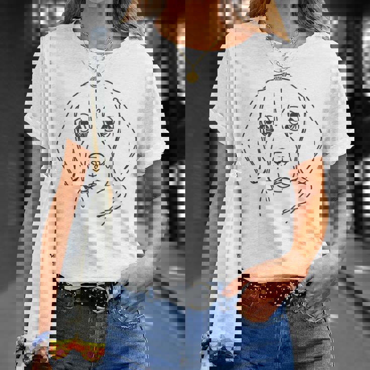 ラインアートお父さんママ犬-ビーグル Tシャツ 彼女への贈り物