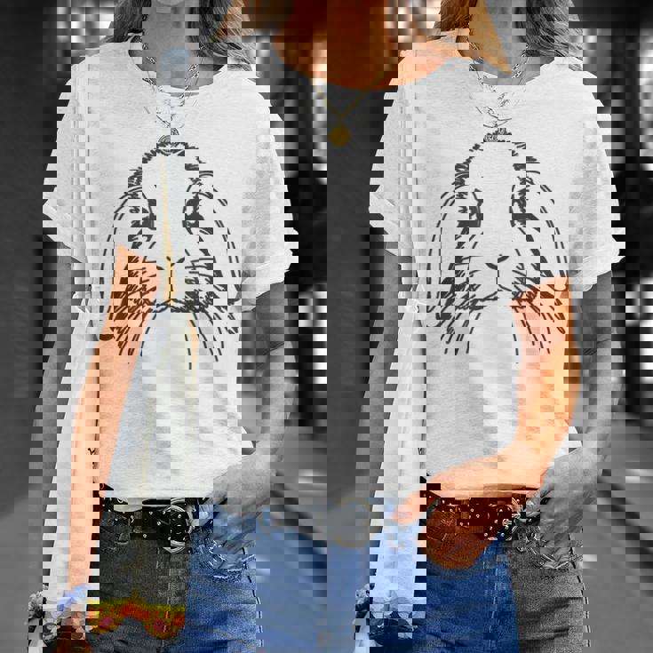 ラインアートダッドママラビット-ホーランドロップ Tシャツ 彼女への贈り物