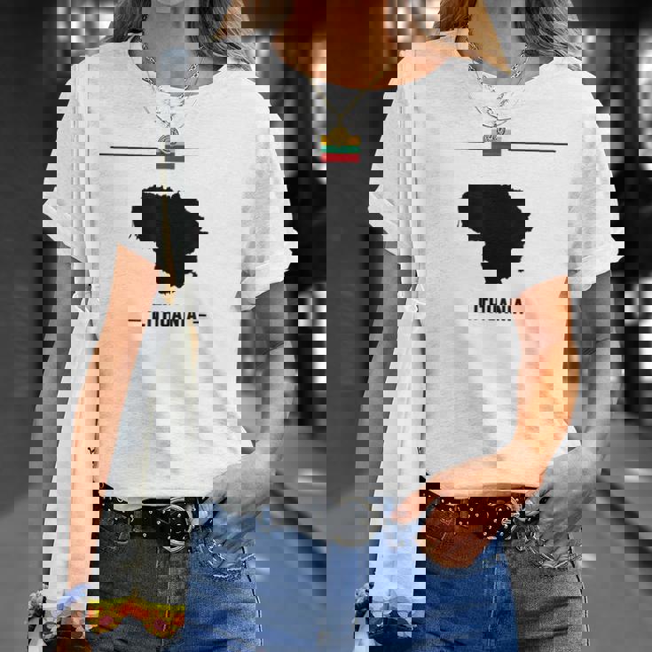 リトアニアの国旗、地図と国名リトアニア。 Tシャツ 彼女への贈り物