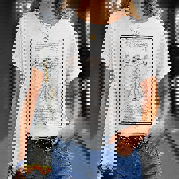 レオナルド・ダ・ヴィンチの「ヴィトルヴィア人」 オリジナル Tシャツ 彼女への贈り物