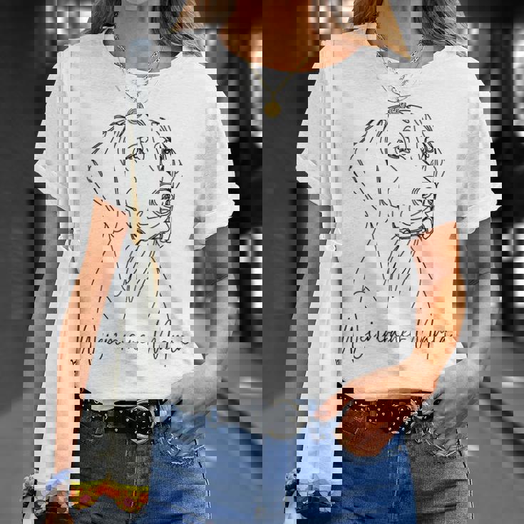 ワイマラナー ママ ワイマラナー ママ かわいい ラインアート 犬 アーティスティック Tシャツ 彼女への贈り物