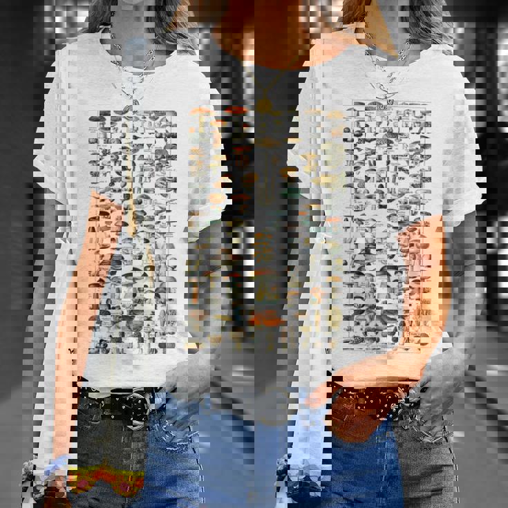 ヴィンテージ キノコ チャート イラスト キノコ モレルハンター Tシャツ 彼女への贈り物