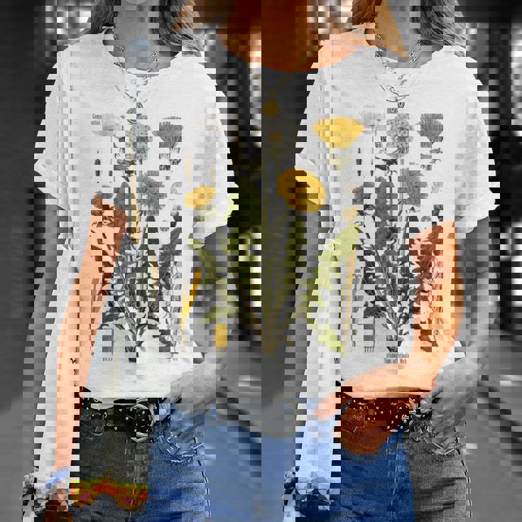 ヴィンテージ タンポポ チャート タンポポポ ボタニカル Tシャツ 彼女への贈り物