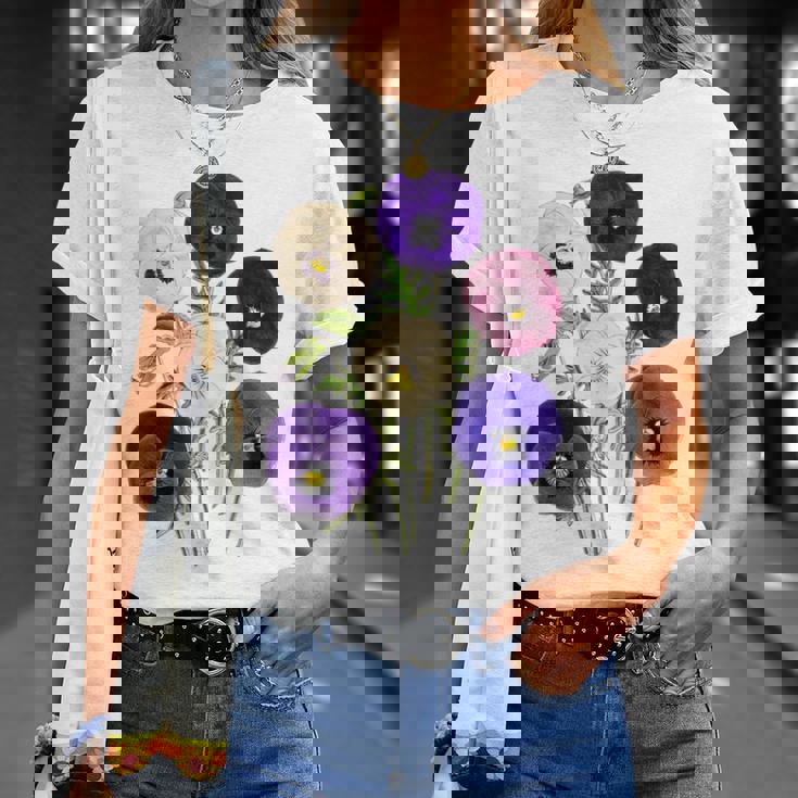 ヴィンテージ パンジー 花 ガーデニング パンジー 恋人 Tシャツ 彼女への贈り物
