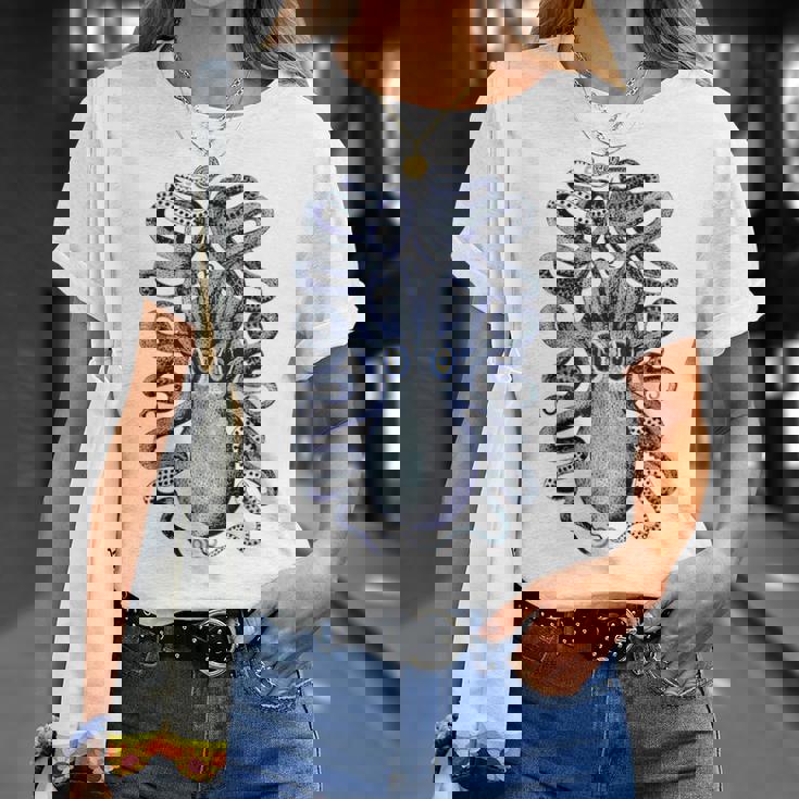 ヴィンテージ ブルー タコ Tシャツ 彼女への贈り物