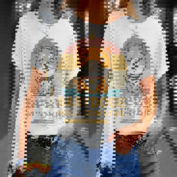 ヴィンテージ 面白い Baby Doge Millionaire Miner Baby Doge 長袖tシャツ Tシャツ 彼女への贈り物