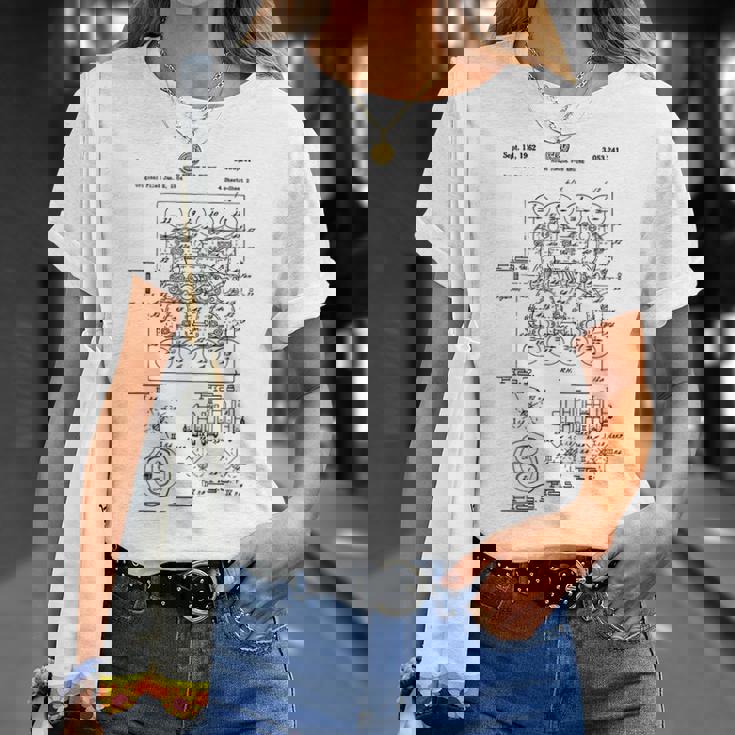 ヴィンテージエンジンブロックの青写真図–メンズカーグラフィック Tシャツ 彼女への贈り物