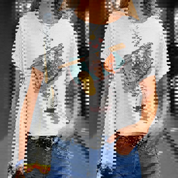 一緒に寝る 寿司 と 寝ぼける 寿司 たまご サーモン 穴子 Tシャツ 彼女への贈り物