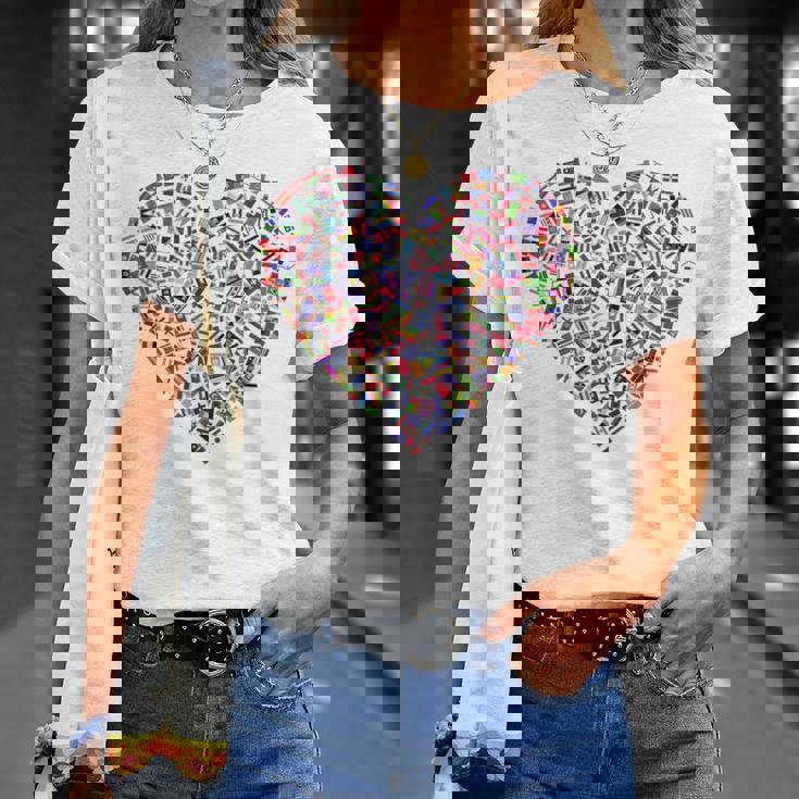 世界国旗 ハート 国旗 旅行 トラベラー Tシャツ 彼女への贈り物