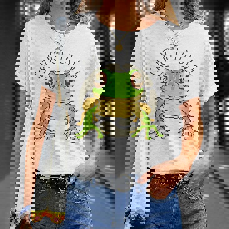 両生類の友達 恋人デザイン グリーンフロッグ Tシャツ 彼女への贈り物