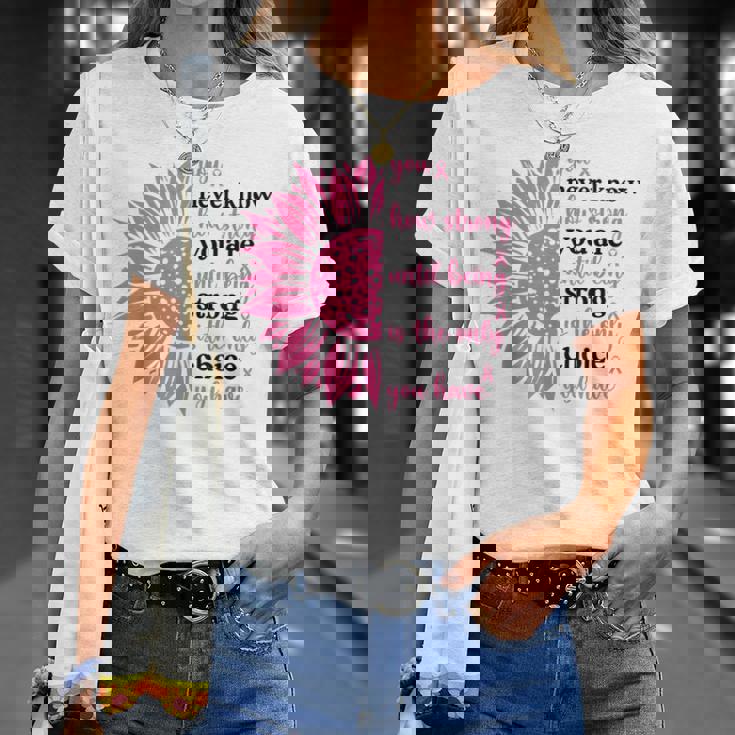 乳がんファイター サバイバー ひまわり ピンクリボン 戦士 Tシャツ 彼女への贈り物