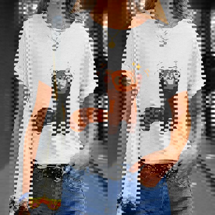 五十歩ひゃっほう レッサーパンダ ネタ ことわざ ことわざのもじり ジョーク ギャグ ダジャレ ツッコミ おもしろ 長袖tシャツ Tシャツ 彼女への贈り物