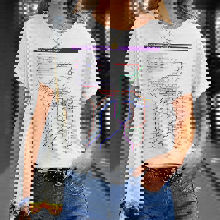 京都日本地下鉄鉄道おみやげ路線図 Tシャツ 彼女への贈り物