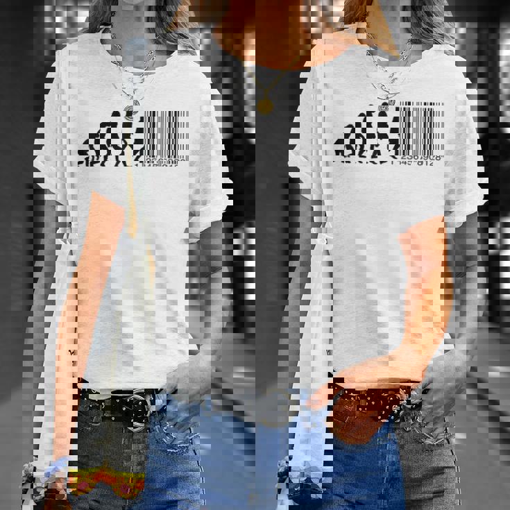 人類の進化がバーコードになる Tシャツ 彼女への贈り物