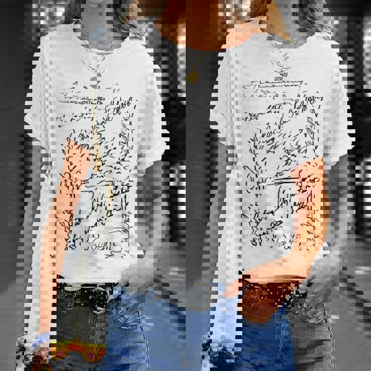 作曲家シグネチャー バッハベートーヴェン・マーラー モーツァルト・ロッシーニ Tシャツ 彼女への贈り物