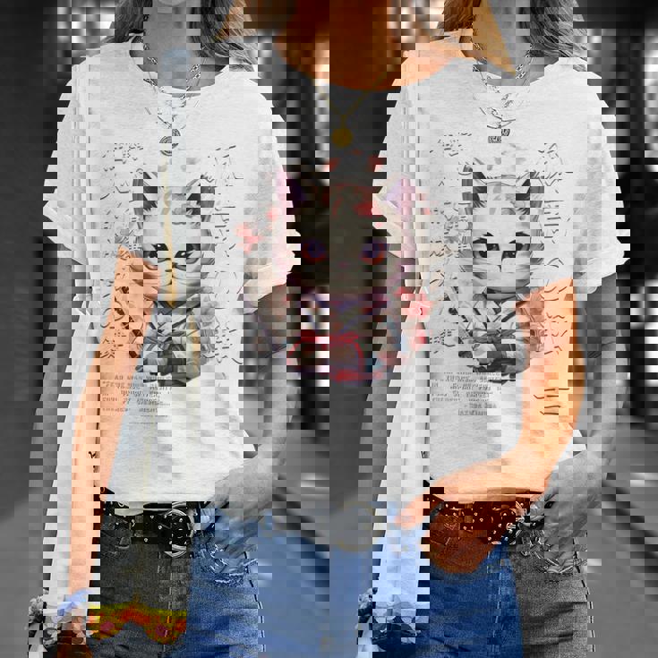 バックプリント 侍 猫戦士 日本人 忍者 キティ カワイイ Tシャツ 彼女への贈り物