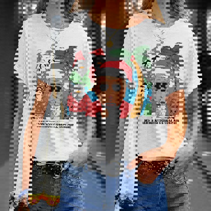 北極を再び暖かく 面白い トランプ ホットココアトロピック 長袖tシャツ Tシャツ 彼女への贈り物