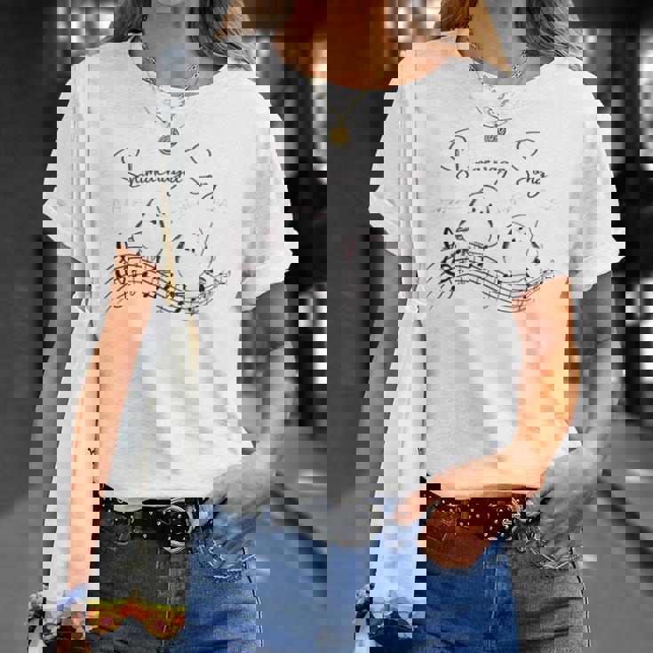 北海道の歌う小鳥 シマエナガ 音符 音楽好き 指揮者 可愛い Tシャツ 彼女への贈り物