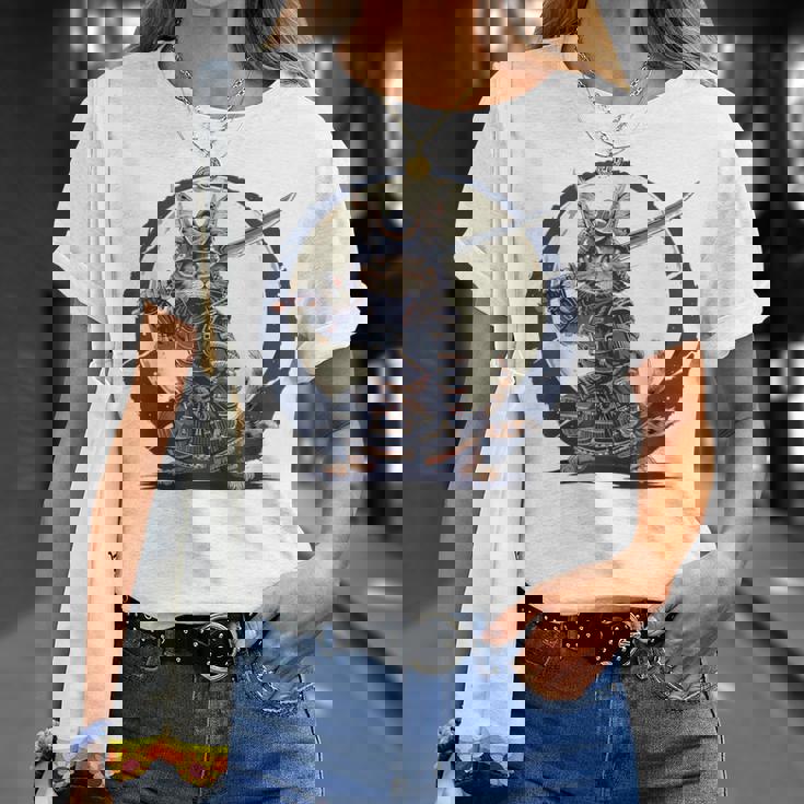 古代忍者猫 日本の子猫 刀猫 サムライキャット Tシャツ 彼女への贈り物