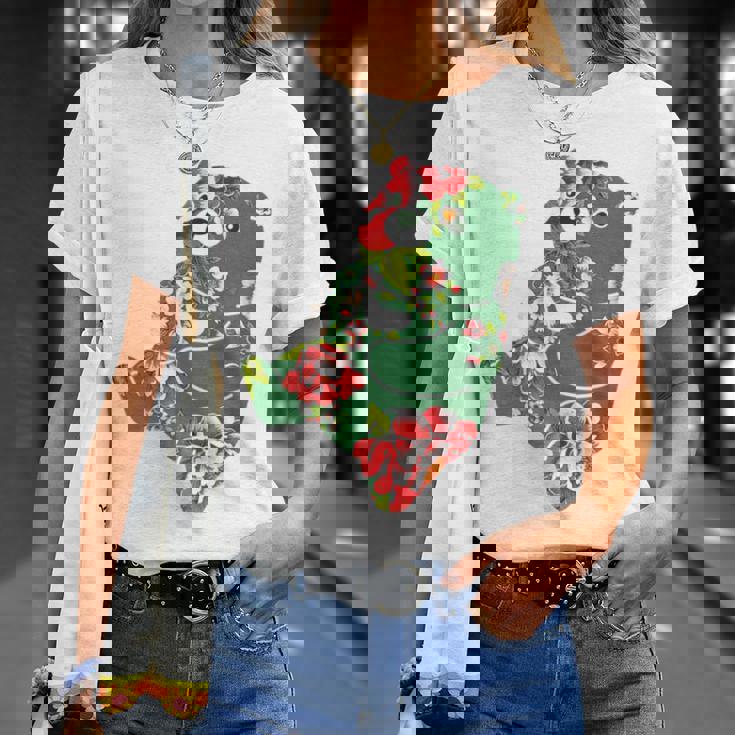 台湾花布柄 くまちゃん 熊 緑 みどり グリーン 客家花布 台湾花布 台湾雑貨 台湾 台湾風 かわいい お洒落 Tシャツ 彼女への贈り物