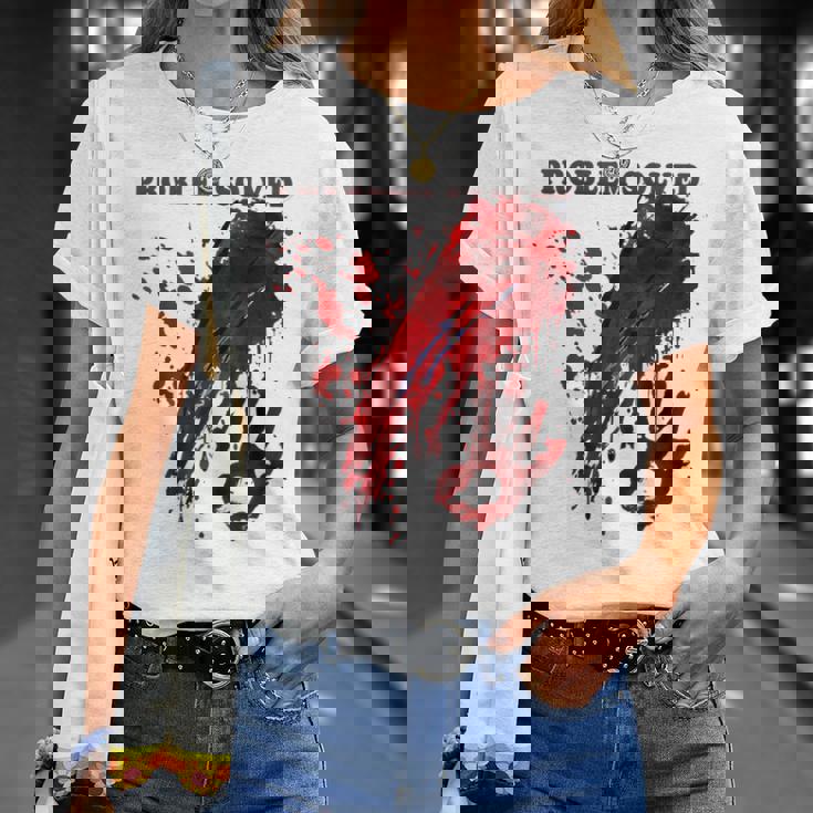 問題解決 血まみれのシャツ 血まみれのホラー Tシャツ 彼女への贈り物