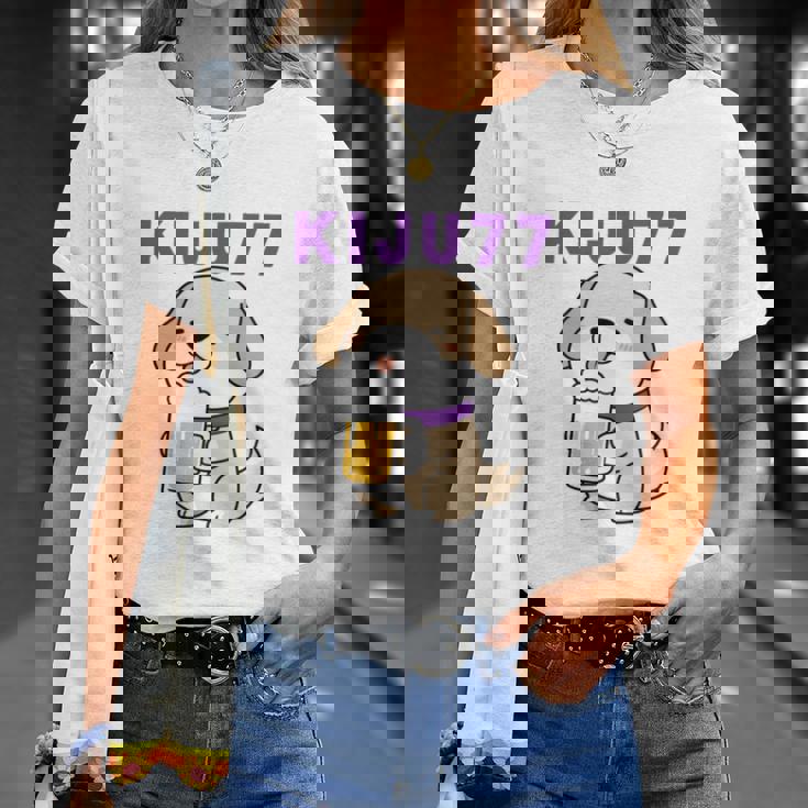 喜寿祝い ビール好き 酒好き 犬好き 父 母 男性 女性 77歳お祝い かわいい おもしろ 長袖tシャツ Tシャツ 彼女への贈り物