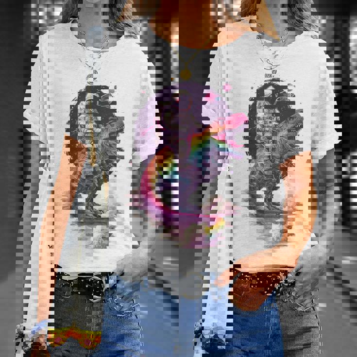 宇宙飛行士tレックス 恐竜 宇宙人 宇宙人 惑星 銀河 Tシャツ 彼女への贈り物