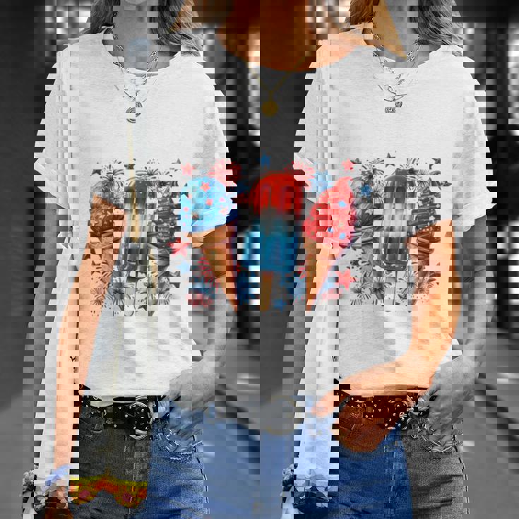 少年 赤 白 青 アメリカ国旗 7月4日 アイスキャンディー 愛国的 長袖tシャツ Tシャツ 彼女への贈り物