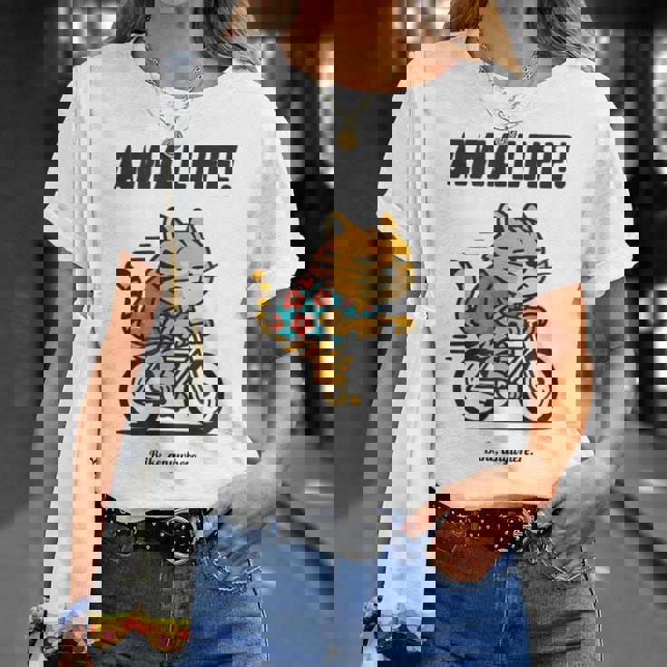 尼崎を走るチャリ猫 Tシャツ 彼女への贈り物