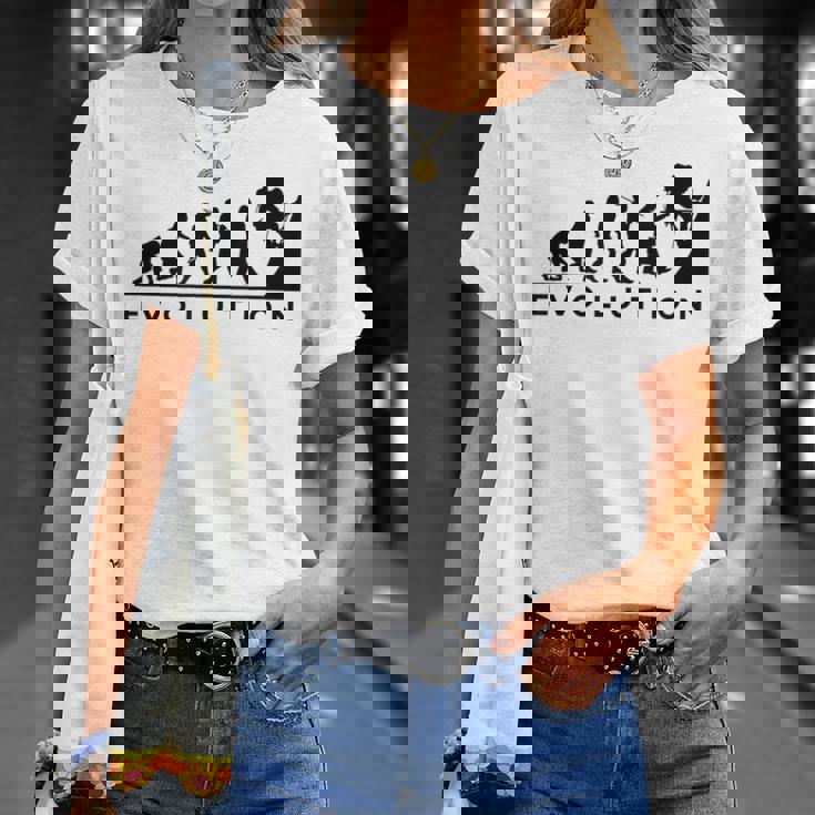 山愛好家 山登り好きにお勧めの面白い進化論 登山家のオシャレなイラスト Tシャツ 彼女への贈り物