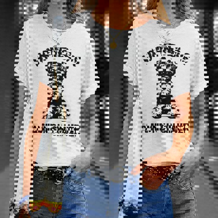 幸せはミニシュナウザー 長袖tシャツ Tシャツ 彼女への贈り物
