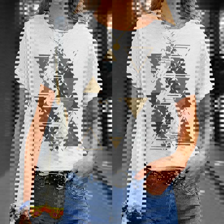 幾何学図形 抽象 モダンアート ヴィンテージ 三角形 Tシャツ 彼女への贈り物