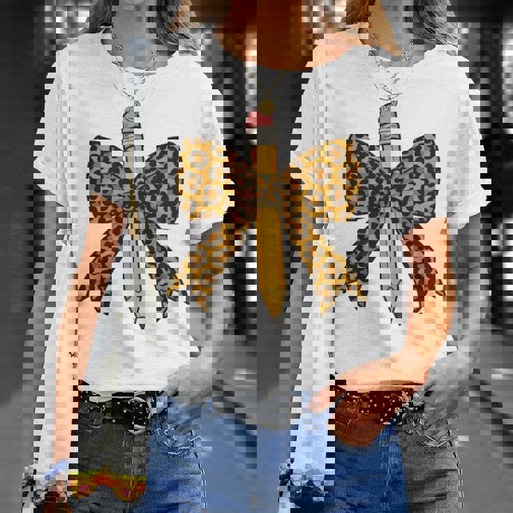 弓鉛筆 ヒョウ柄 初日 新学期 長袖tシャツ Tシャツ 彼女への贈り物