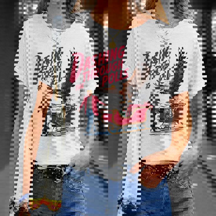 投票を駆け抜ける 面白い選挙結果 トランプ クリスマス Tシャツ 彼女への贈り物