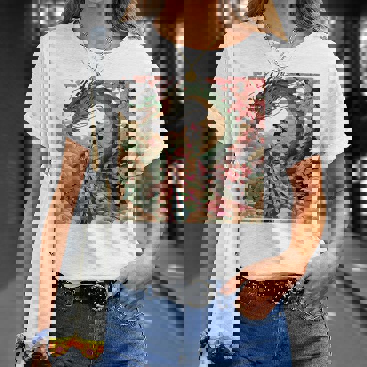 日本 浮世絵 桜 着物 竜 綺麗 日本髪 Tシャツ 彼女への贈り物