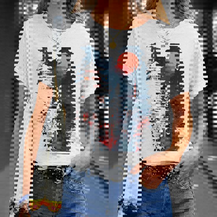 日本の忍者バックプリント。 Tシャツ 彼女への贈り物