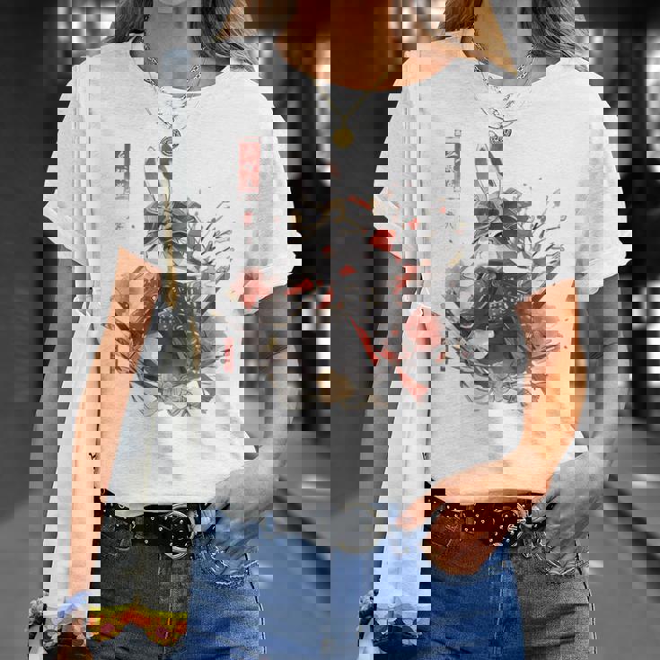 日本アート うさぎ 忍者 浮世絵 アニメスタイル サムライラビット Tシャツ 彼女への贈り物