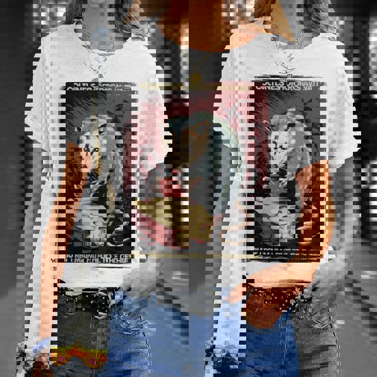 日本ホラーオポッサムアニメ レトロ 数え切れないほどの恐怖が待ち受けている 長袖tシャツ Tシャツ 彼女への贈り物