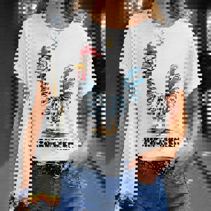 春のチキンチキンポゴスティックファニーチキン Tシャツ 彼女への贈り物