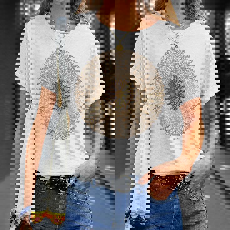 曼荼羅 最高のヨガバックプリント Tシャツ 彼女への贈り物