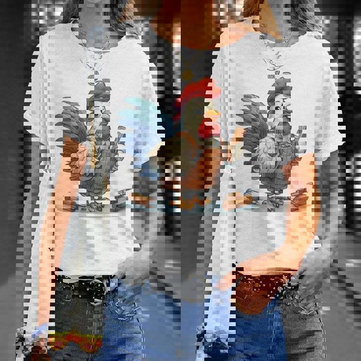 木彫りの鶏、かわいいデザイン Tシャツ 彼女への贈り物