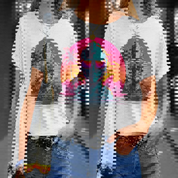 バックプリント 未来派 レトロ ヴェイパーウェーブ サイバーパンク 彫刻 Tシャツ 彼女への贈り物