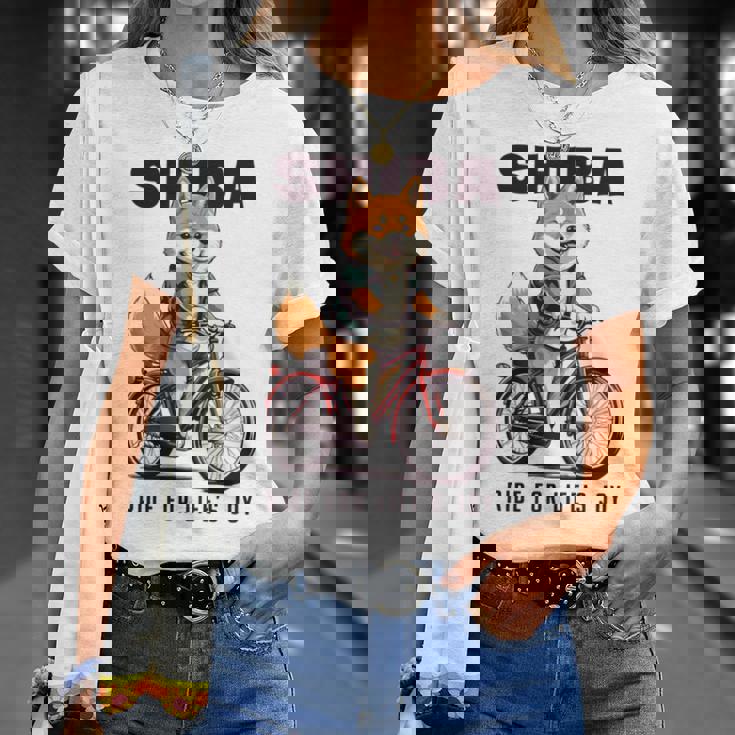 柴犬 いぬ イラスト 柴犬好き 犬好き 自転車 かわいい おもしろ レトロ Ride For Life's Joy 長袖tシャツ Tシャツ 彼女への贈り物