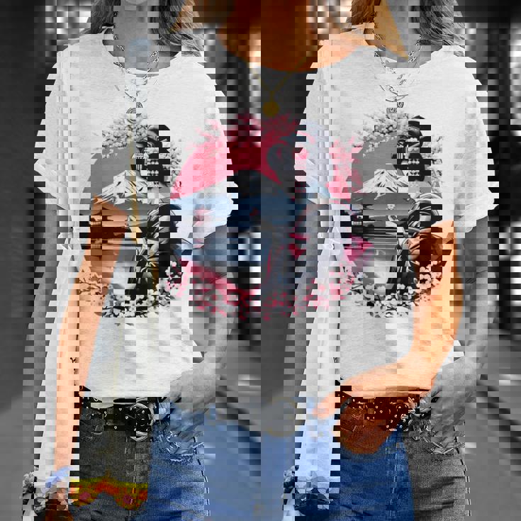 桜 さくら 芸者 富士山 日本のグラフィック Tシャツ 彼女への贈り物