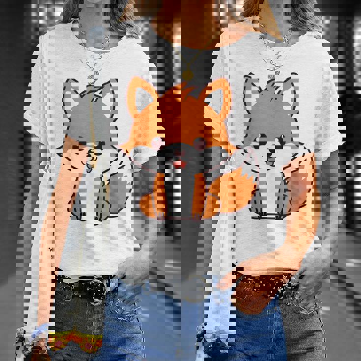 森のかわいい面白いキツネの子動物は小さなキツネが大好きです Tシャツ 彼女への贈り物