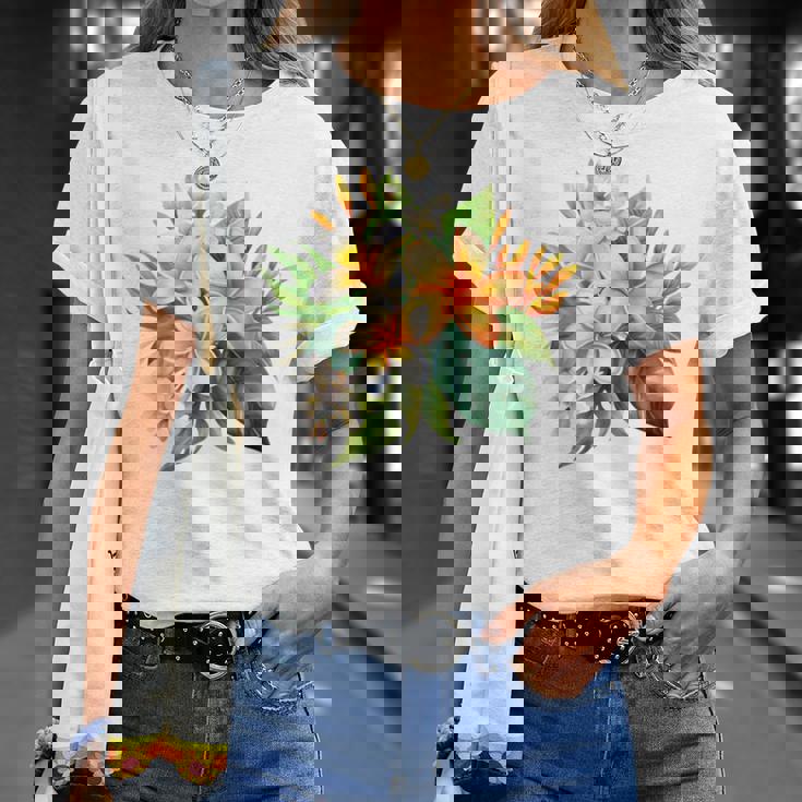 水彩 プルメリア ブーケ シャツ ハワイアン トロピカル フローラル Tシャツ 彼女への贈り物