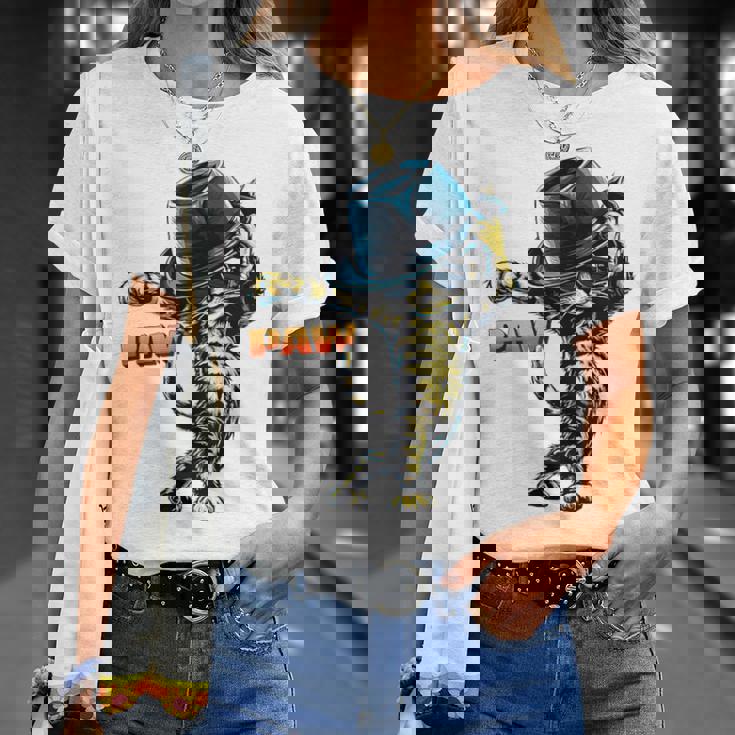 決めポーズの猫イラスト Pawの文字が光るダンス風デザイン Tシャツ 彼女への贈り物